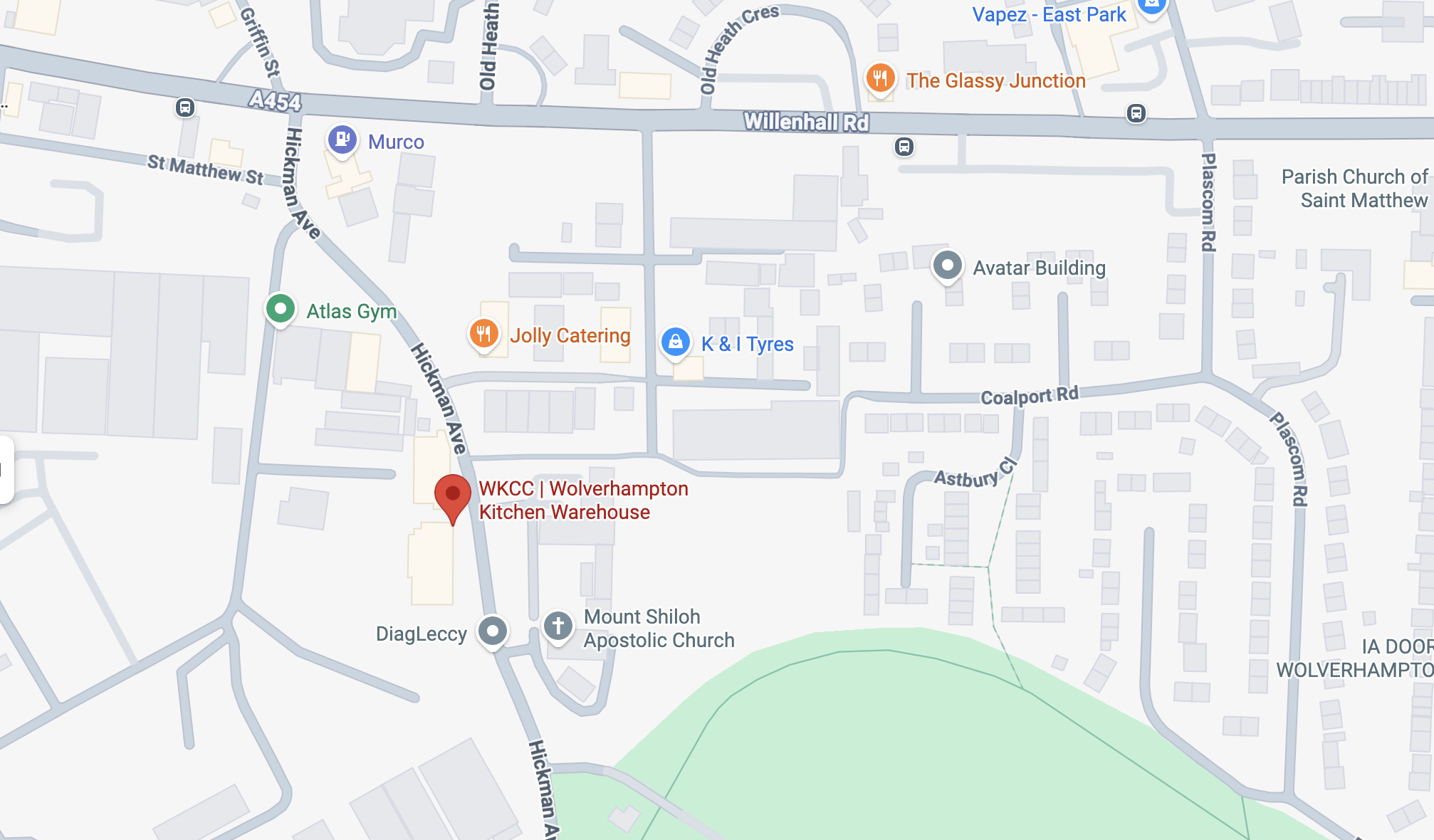 WKCC location — Unit 2, Hickman Ave, Wolverhampton WV1 2BT